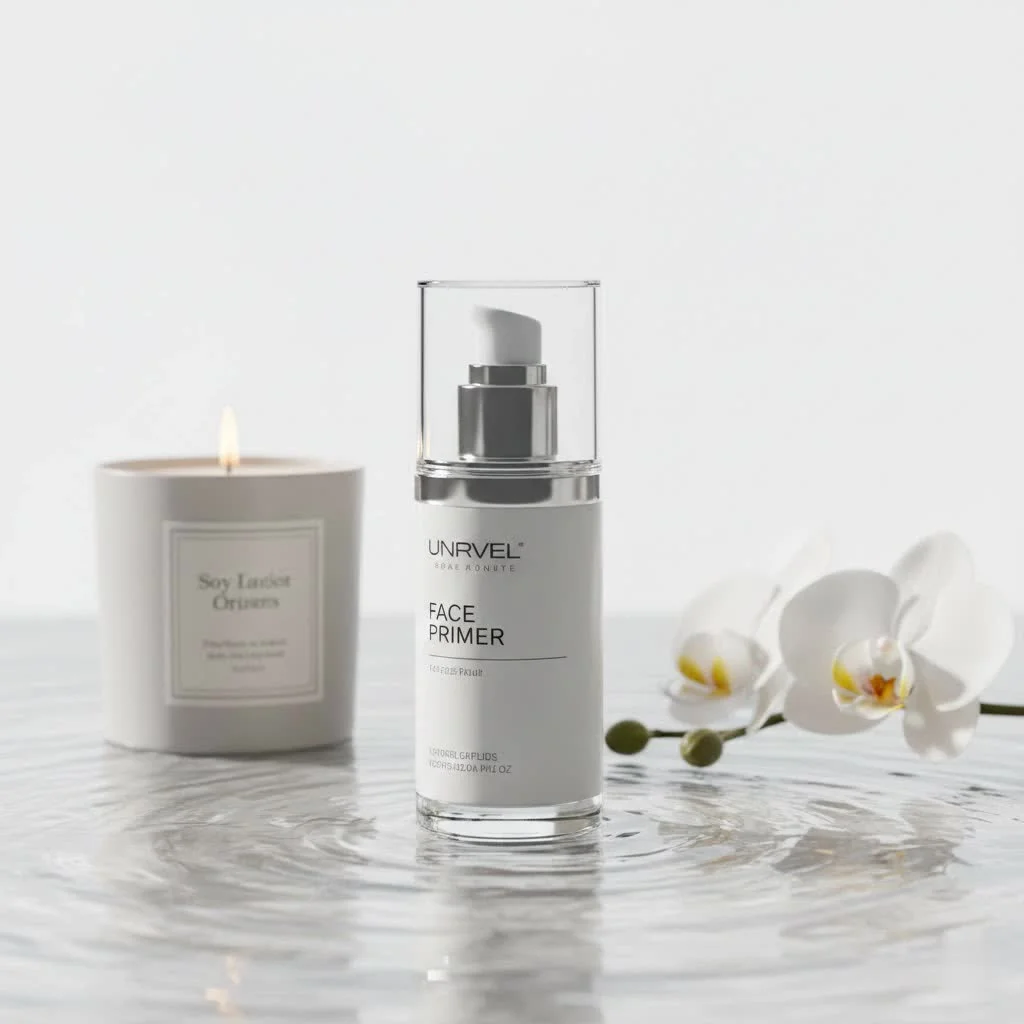 Elizabeth Mott Thank Me Later Face Primer tube and applied texture