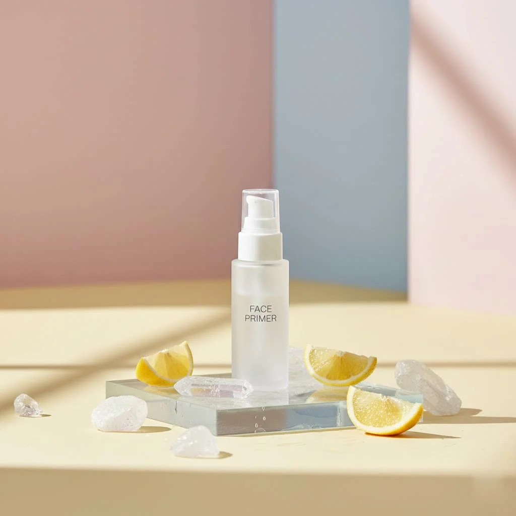 Close-up of a woman applying face primer to minimize large pores