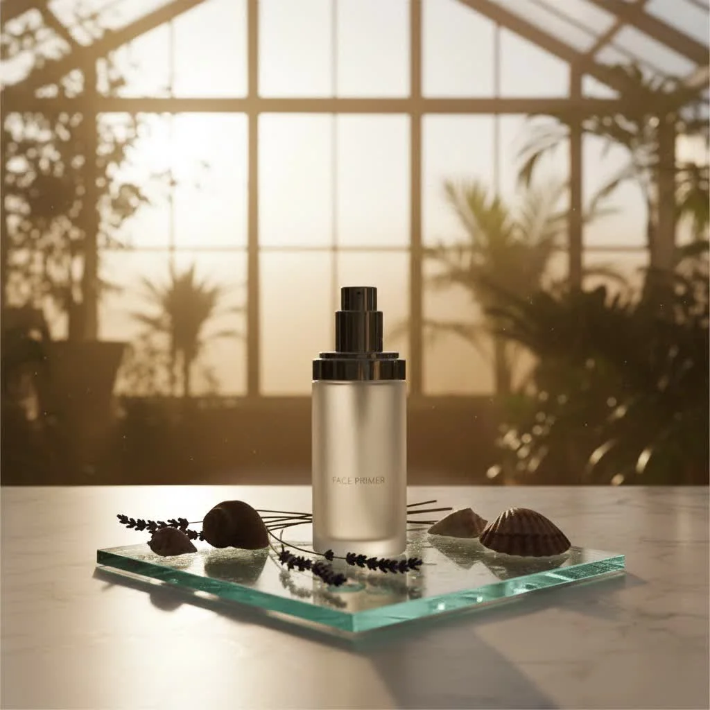 Close-up of a woman applying face primer to minimize pores